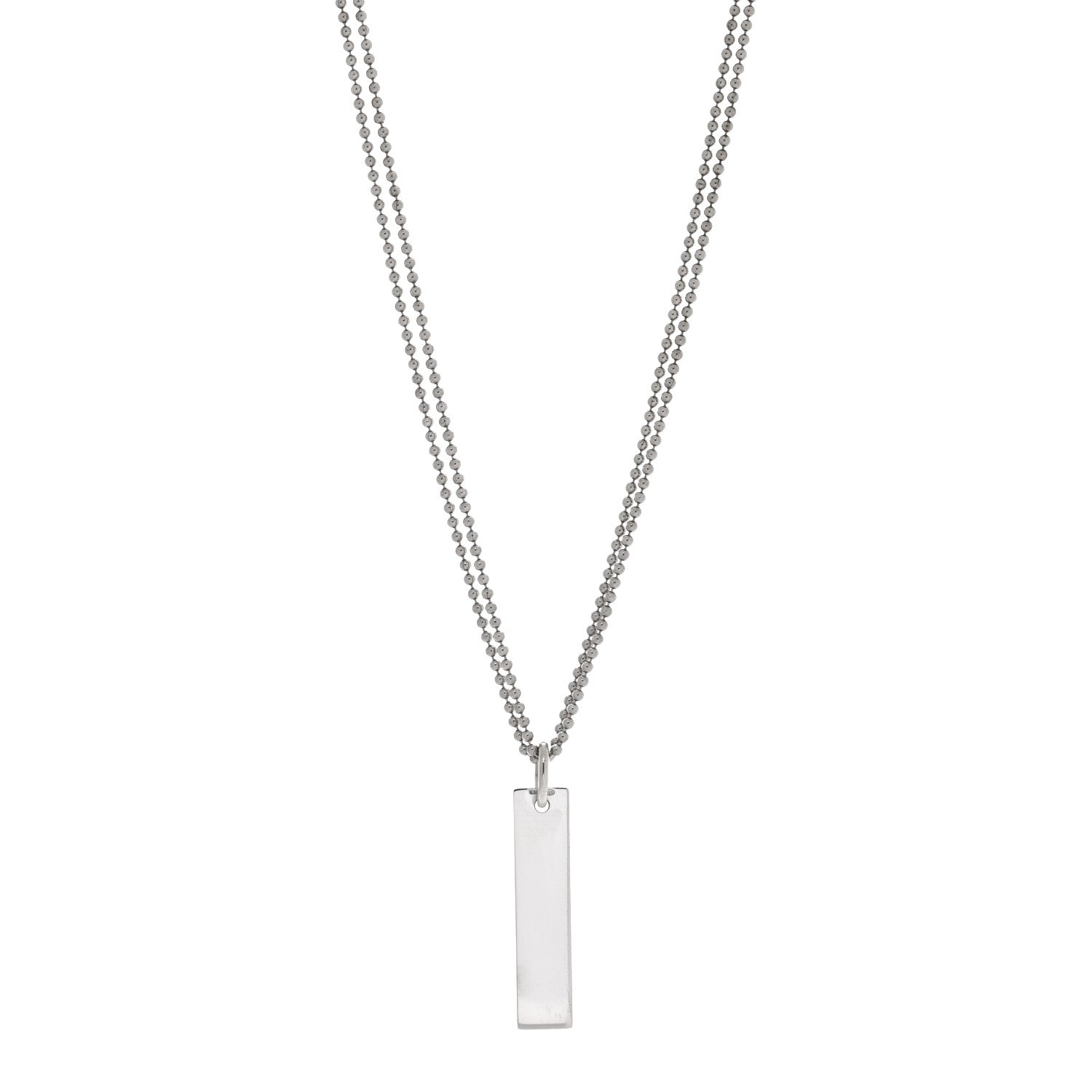 Gucci Sterling Silver  Double Bead Bar Pendant Necklace 1 of 5