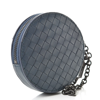 Bottega Veneta Nappa Intrecciato Round Coin Pouch Key Ring Denim 3 of 6