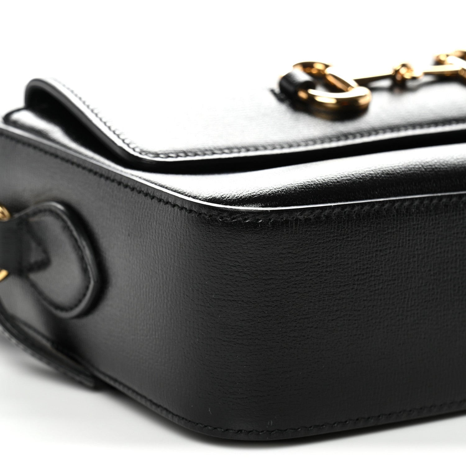 Gucci Textured Calfskin Small Horsebit 1955 Shoulder Bag Black 9 of 10