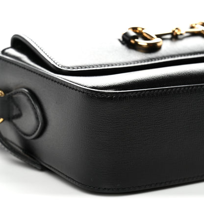 Gucci Textured Calfskin Small Horsebit 1955 Shoulder Bag Black 9 of 10
