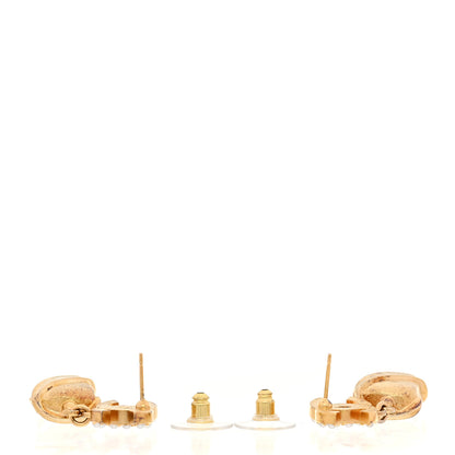 Chanel Crystal Pearl CC Drop Earrings Gold White 4 of 7