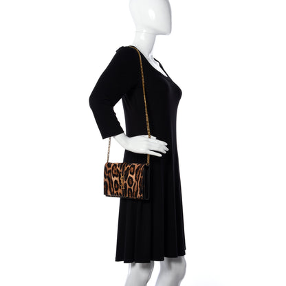 Saint Laurent Calf Hair Monogram Chain Wallet Leopard 2 of 11