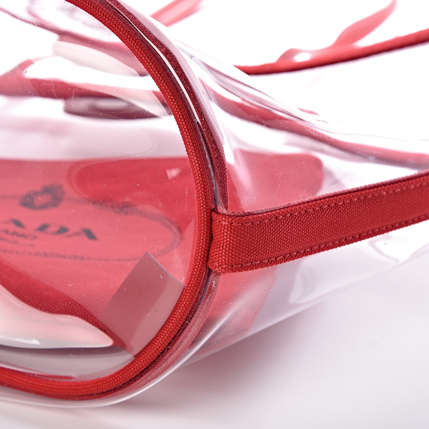 Plexiglass Calfskin Small Shopper Tote Rosso