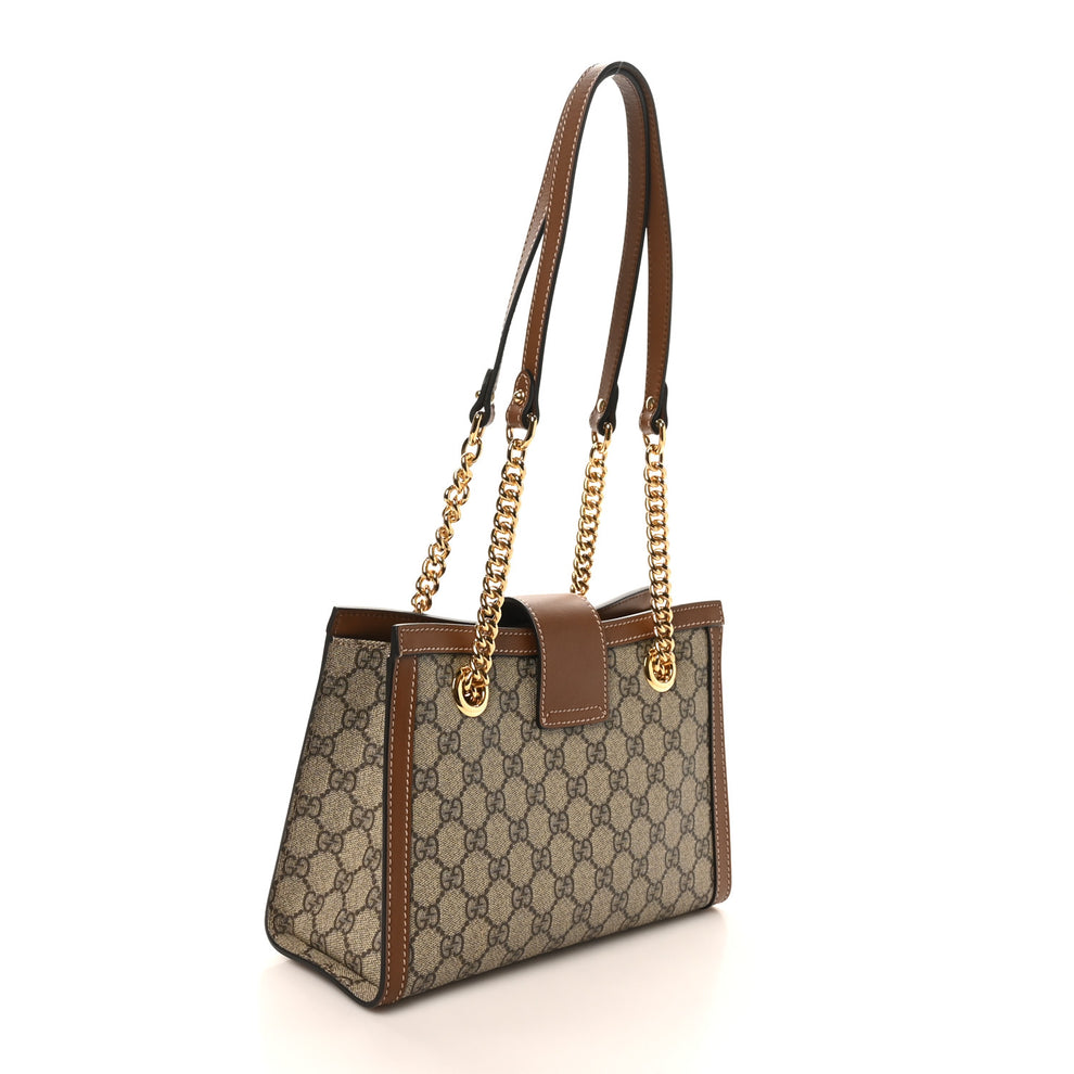 Gucci GG Supreme Monogram Calfskin Small Padlock Tote Beige Ebony ...