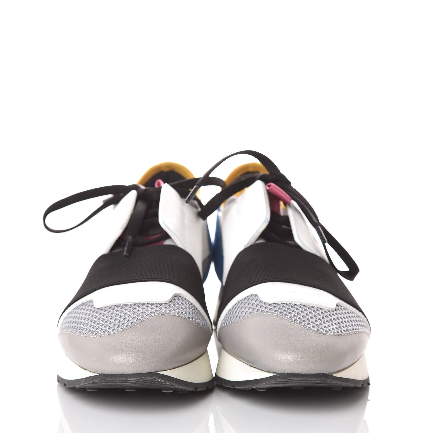 Balenciaga Mesh Calfskin Neoprene Suede Womens Race Runner Sneakers 36 Gris Blue White 2 of 10