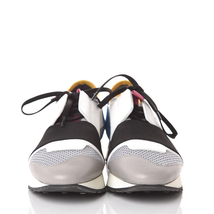 Balenciaga Mesh Calfskin Neoprene Suede Womens Race Runner Sneakers 36 Gris Blue White 2 of 10