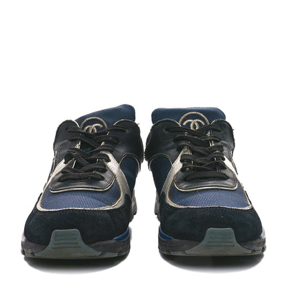 Chanel Mesh Suede Calfskin Womens CC Sneakers 36 Dark Blue Black Silver 3 of 9