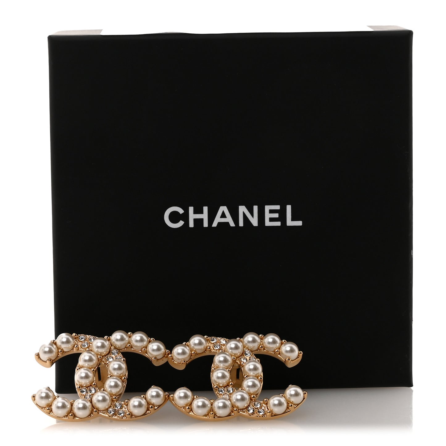 Crystal Pearl CC Clip On Earrings Gold