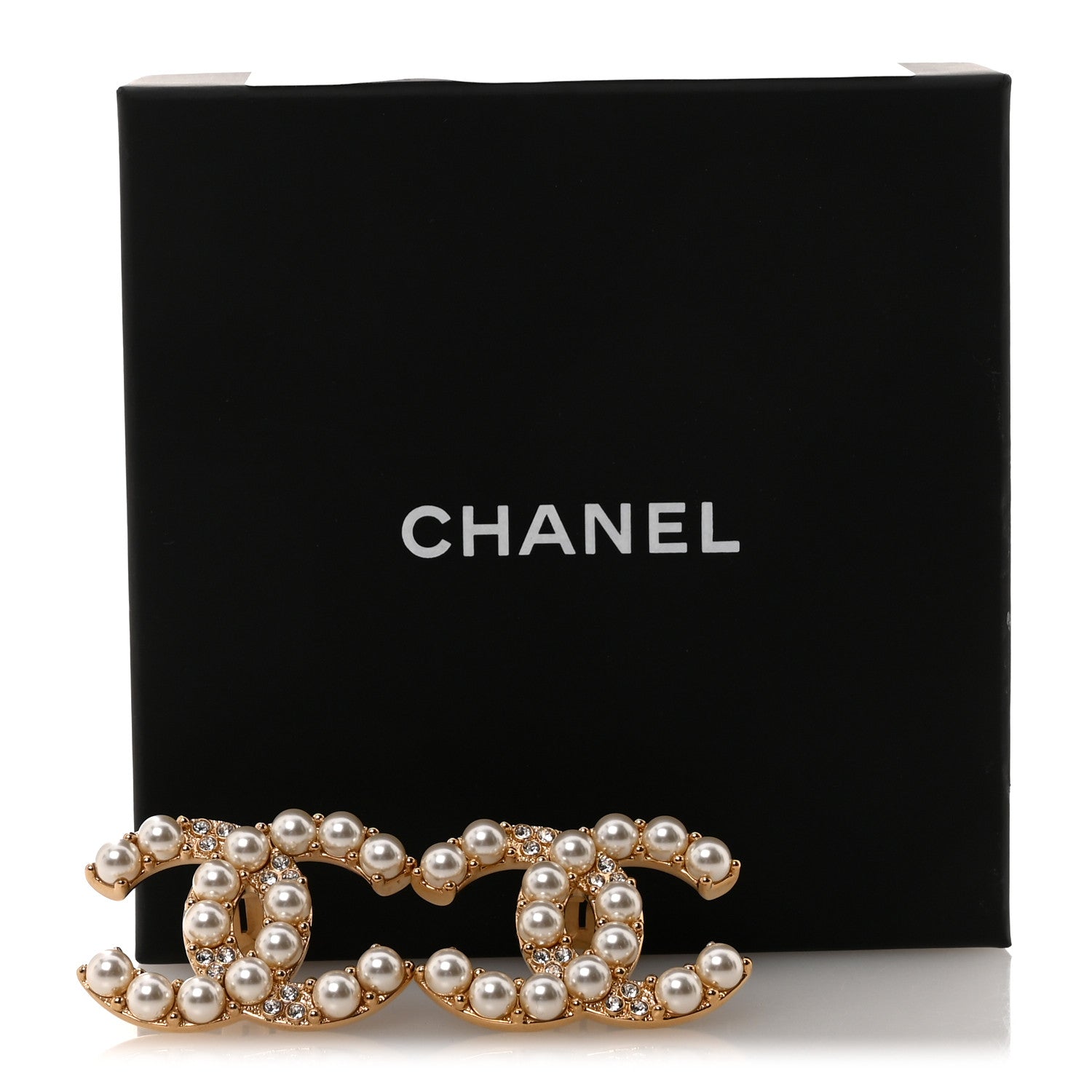 Chanel Crystal Pearl CC Clip On Earrings Gold 5 of 5