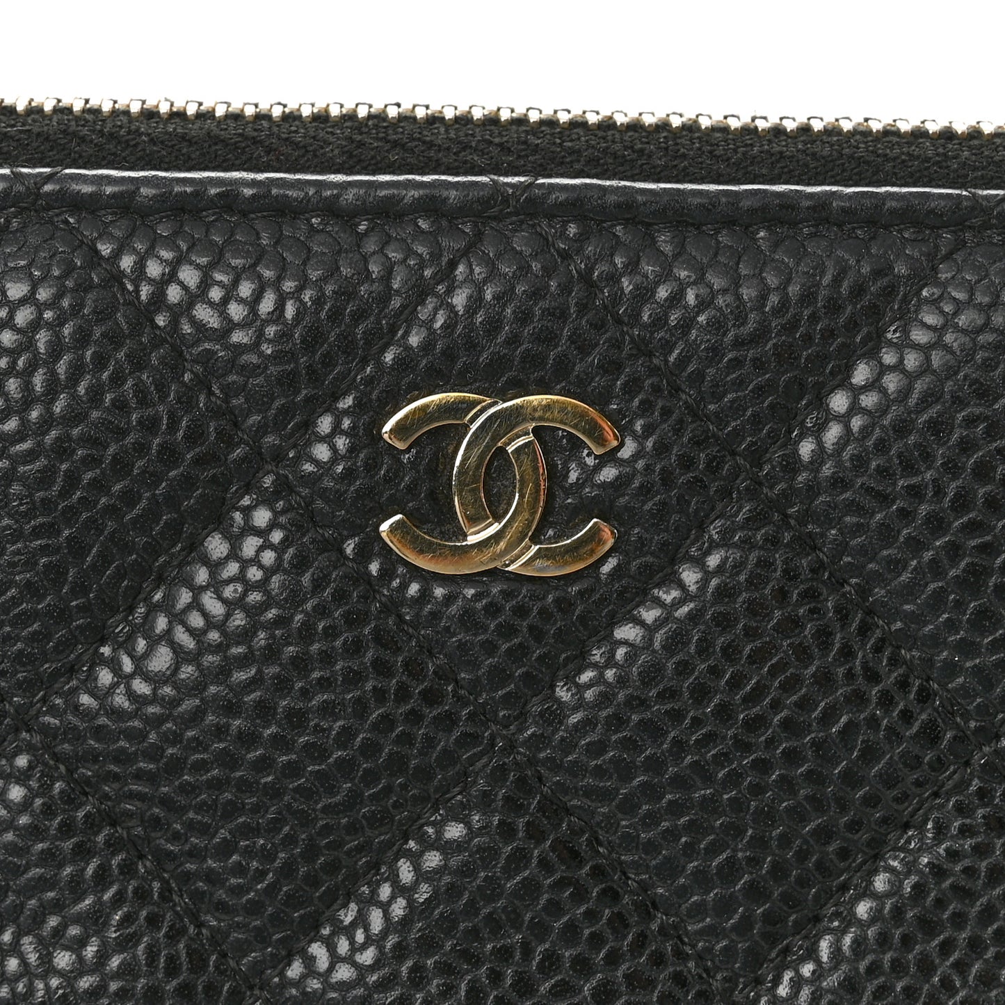 Caviar Quilted Small Zipped Clutch Black