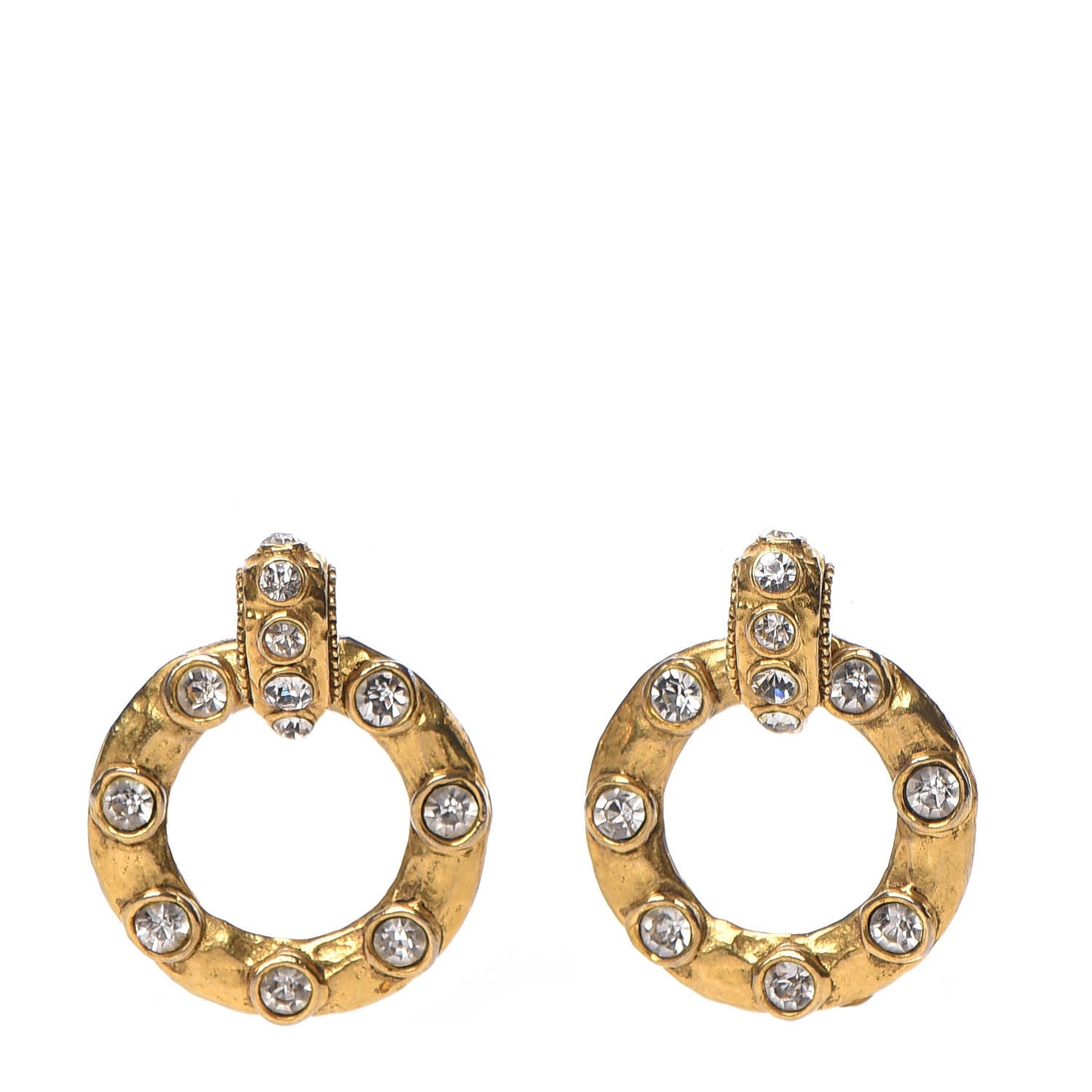 Crystal Hoop Clip On Earrings Gold