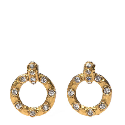 Chanel Crystal Hoop Clip On Earrings Gold 1 of 5
