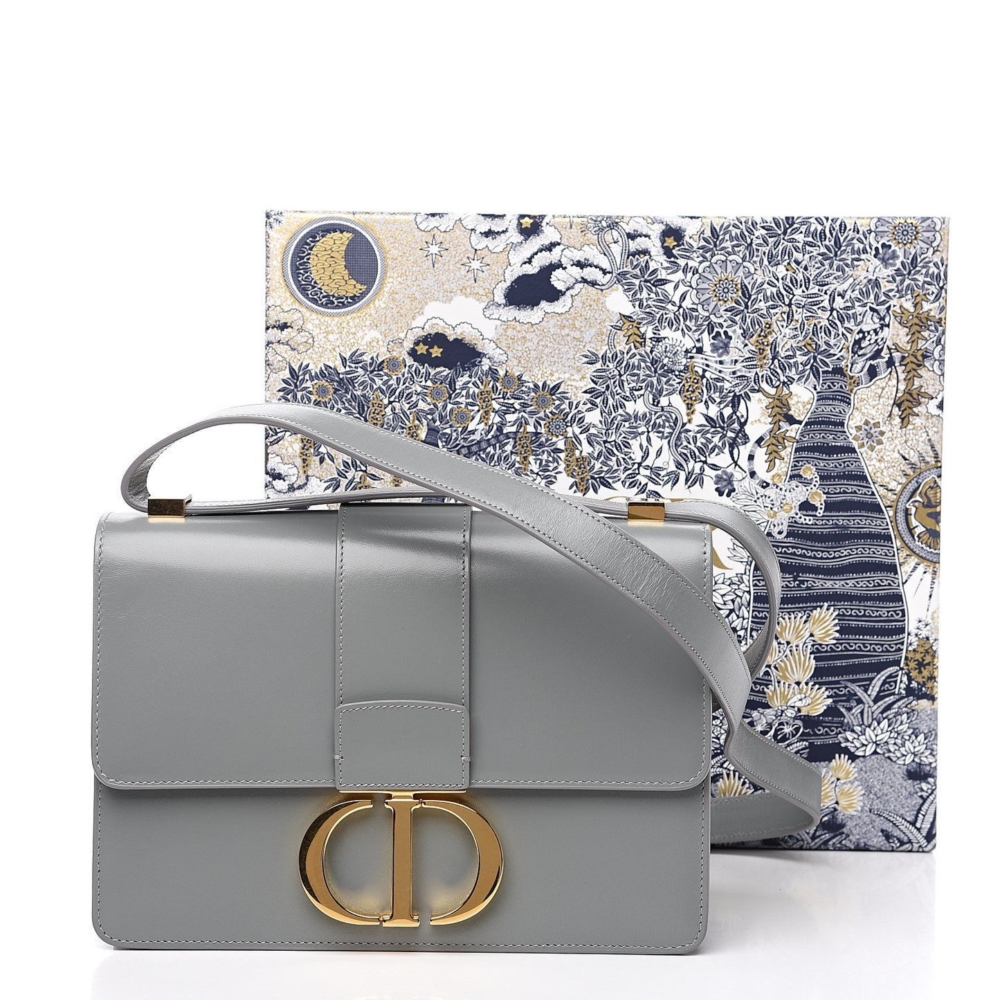 Smooth Calfskin 30 Montaigne Flap Bag Gray