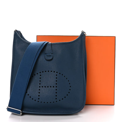 Hermes Taurillon Clemence Evelyne III PM Deep Blue 11 of 11