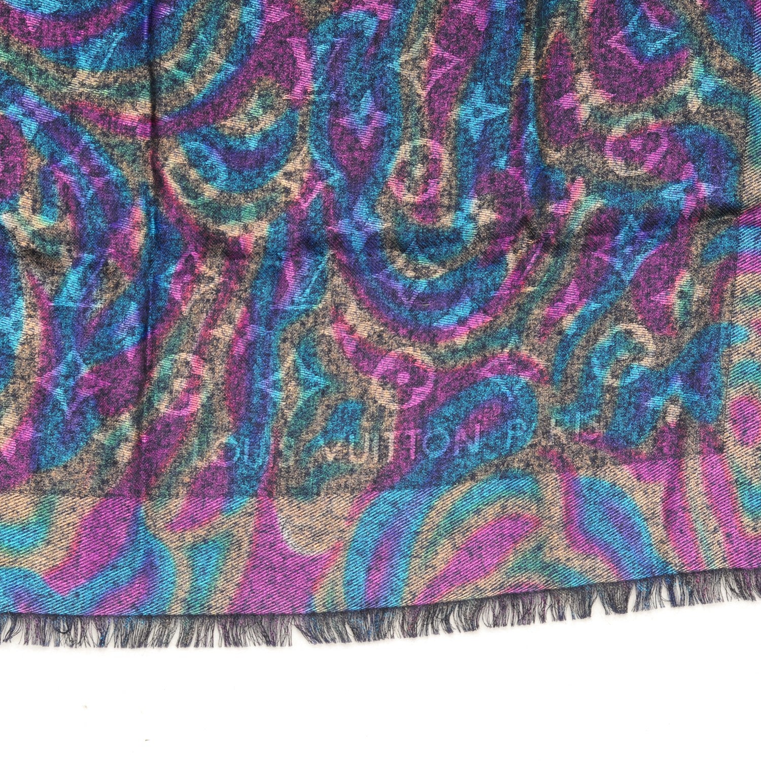 Louis Vuitton Silk Wool Monogram Plume Shawl Blue Nuit 4 of 5