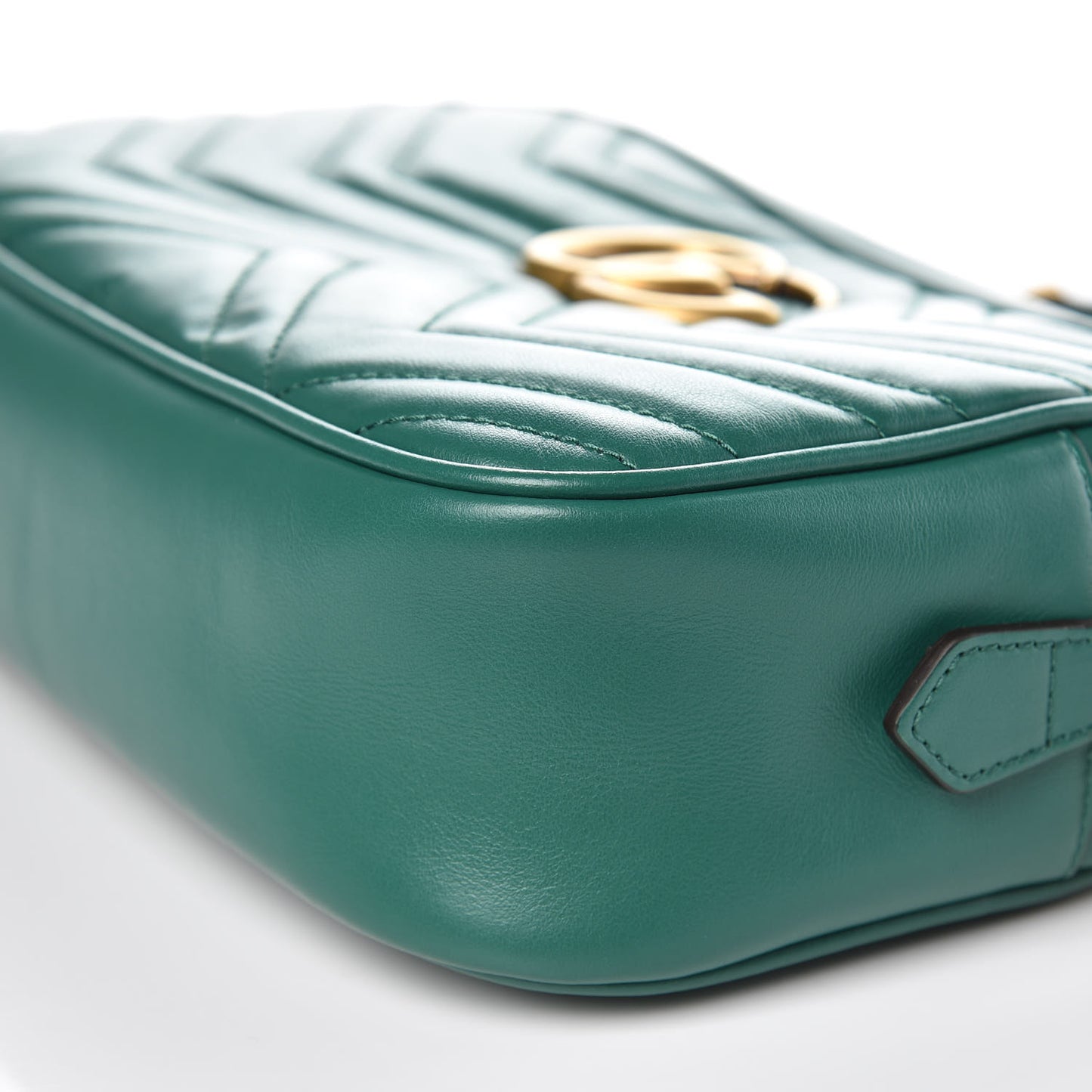 Calfskin Matelasse Small GG Marmont Chain Shoulder Bag Emerald Green