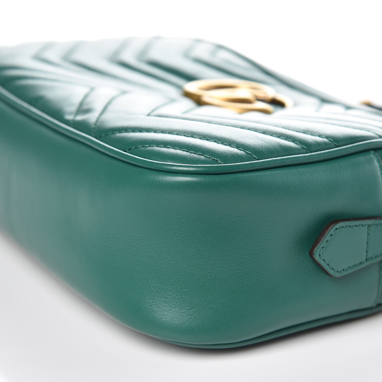 Gucci Calfskin Matelasse Small GG Marmont Chain Shoulder Bag Emerald Green 9 of 9