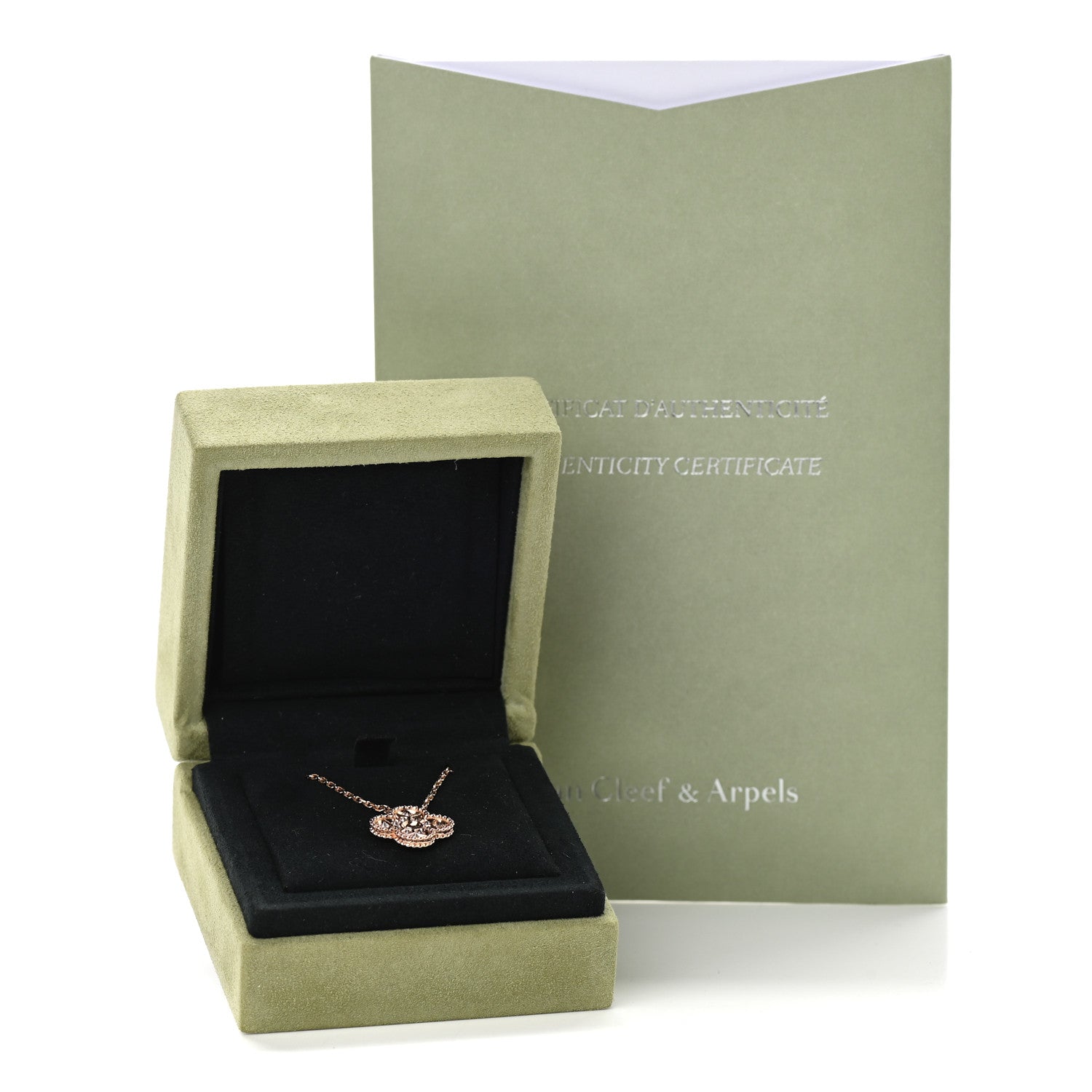 Van Cleef & Arpels 18K Rose Gold Diamond Vintage Alhambra Pendant Necklace 7 of 7