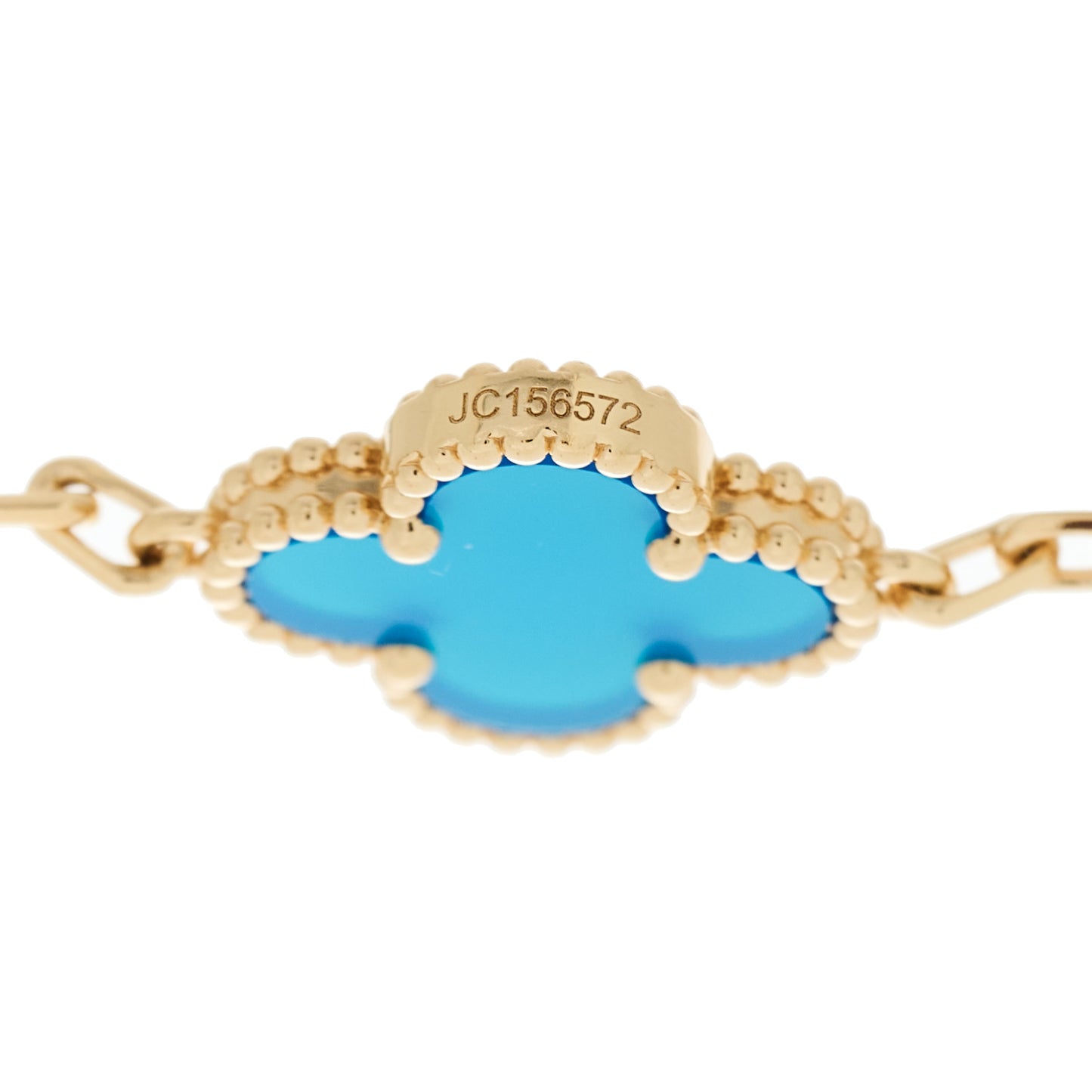 18K Yellow Gold Blue Agate 5 Motifs Vintage Alhambra Bracelet