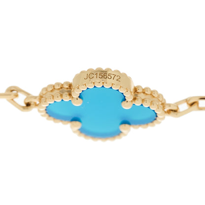 Van Cleef & Arpels 18K Yellow Gold Blue Agate 5 Motifs Vintage Alhambra Bracelet 4 of 5