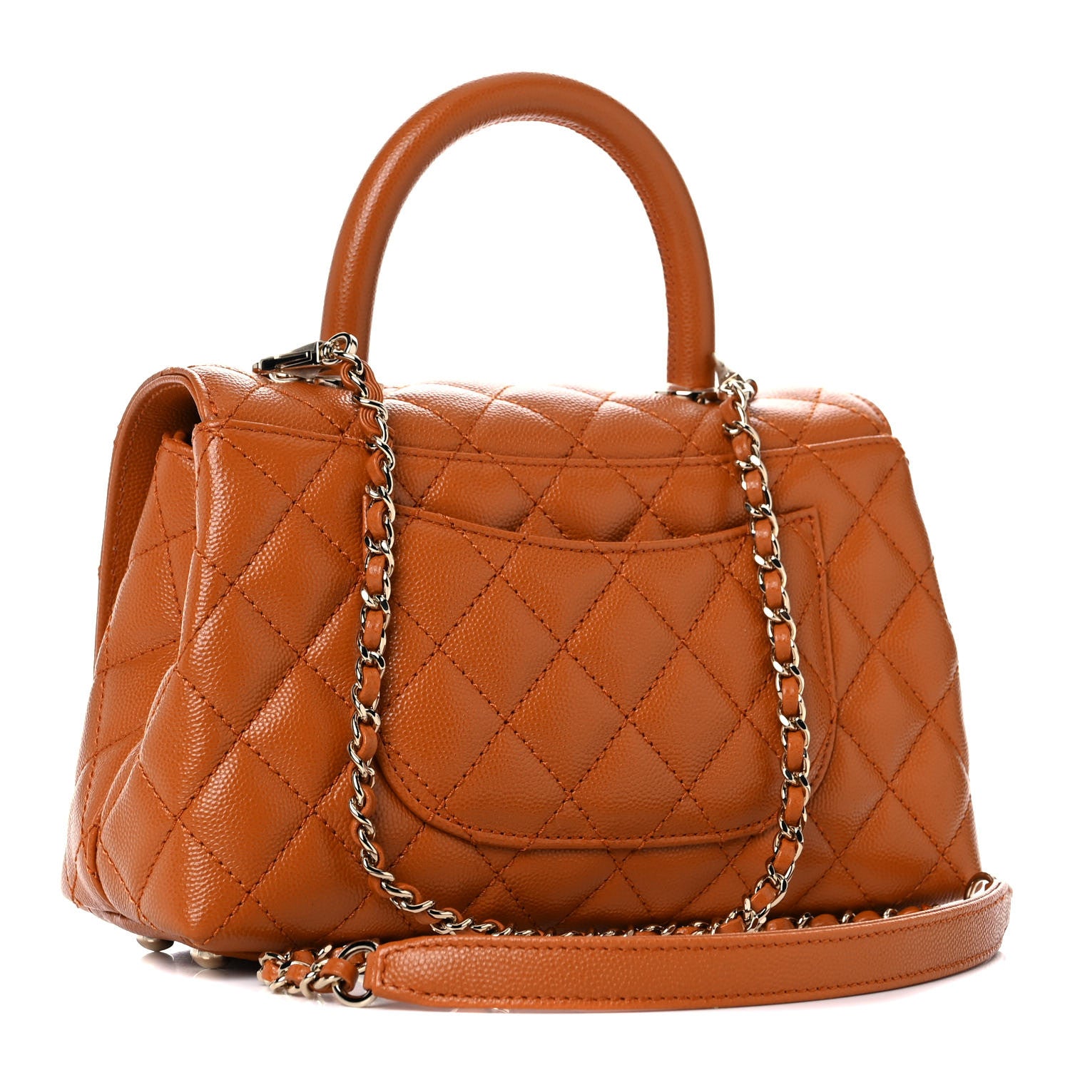 Chanel Caviar Quilted Mini Coco Handle Flap Light Brown 3 of 10