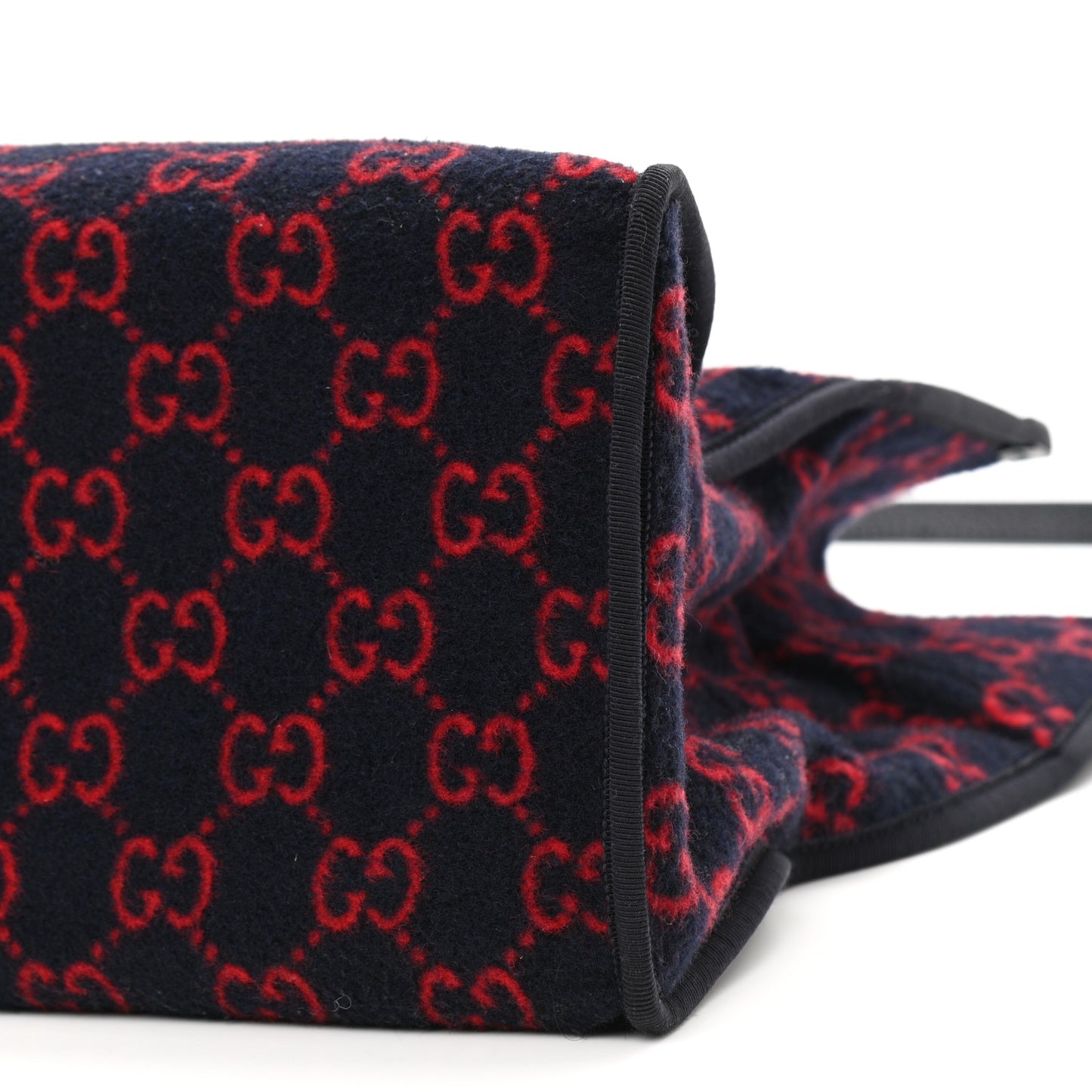 Covered Wool Textured Dollar Calfskin GG Monogram Large Tote Bag Blue Red