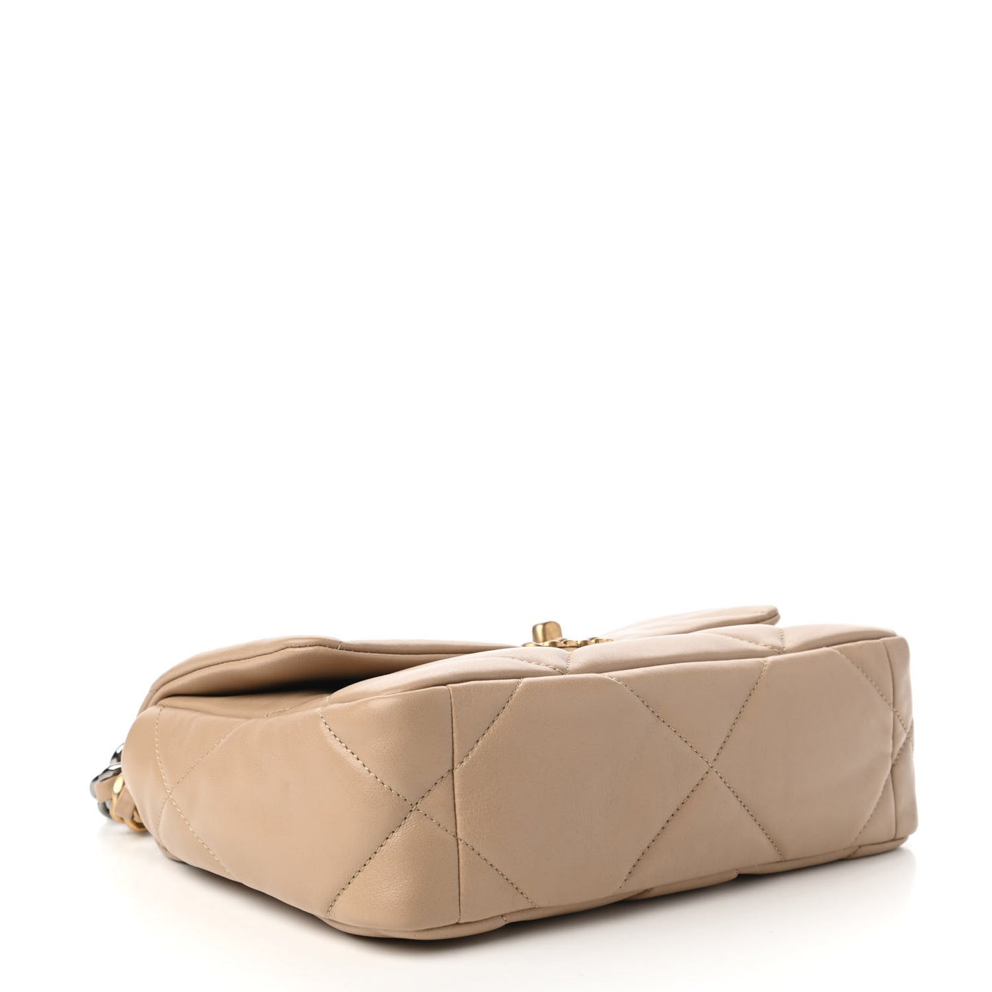 Lambskin Quilted Medium Chanel 19 Flap Dark Beige