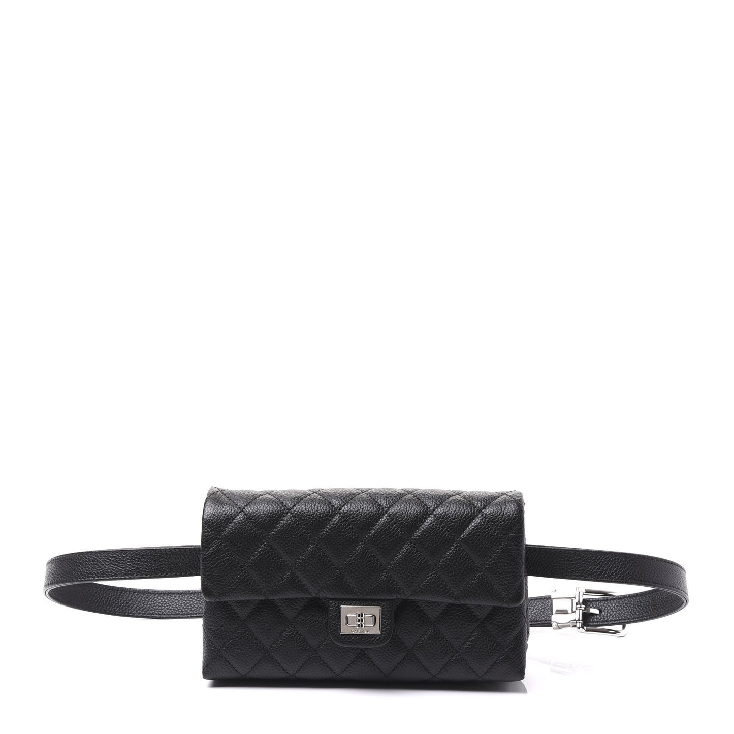 Grained Calfskin Quilted 2.55 Reissue Flap Belt Bag Clutch Black