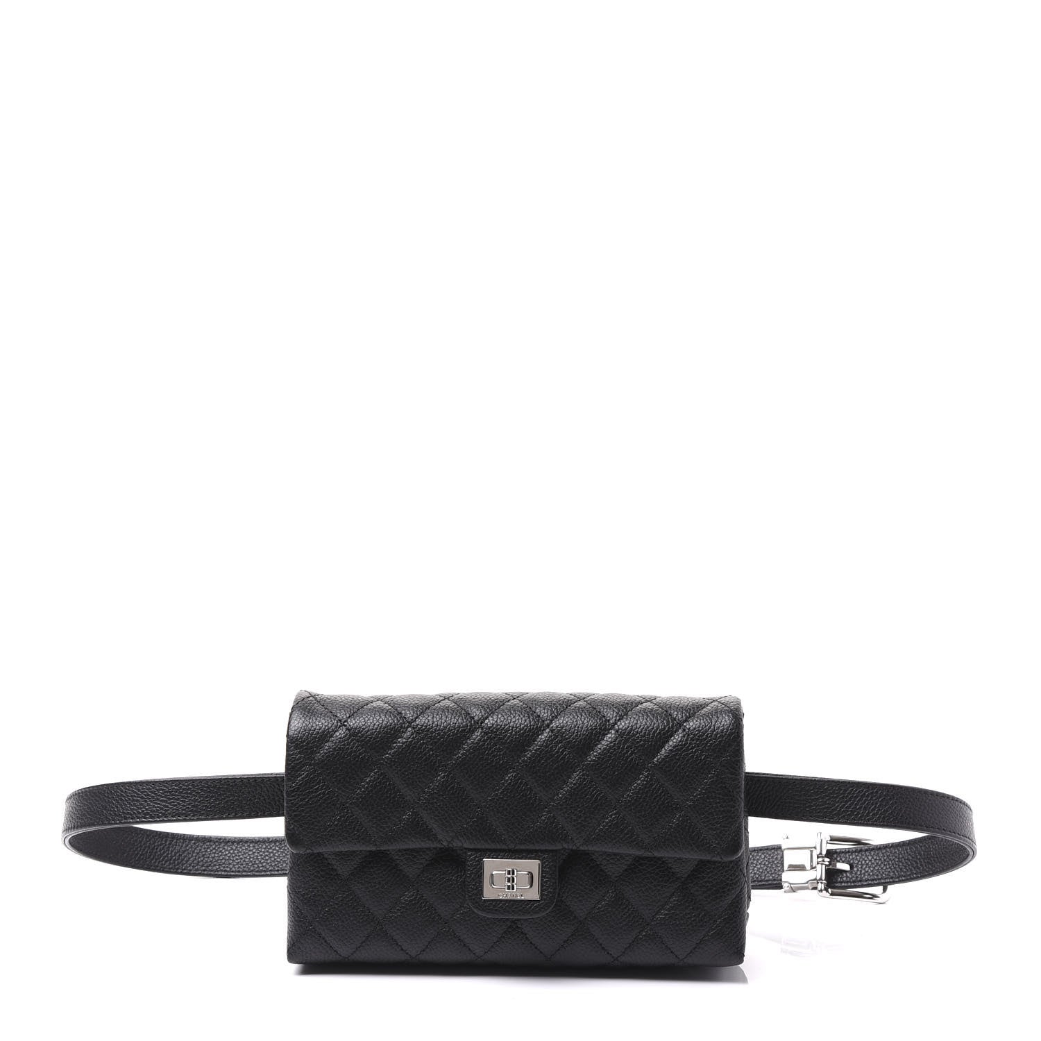Chanel Grained Calfskin Quilted 2.55 Reissue Flap Belt Bag Clutch Black 1 of 10