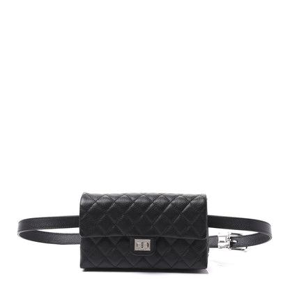 Chanel Grained Calfskin Quilted 2.55 Reissue Flap Belt Bag Clutch Black 1 of 10