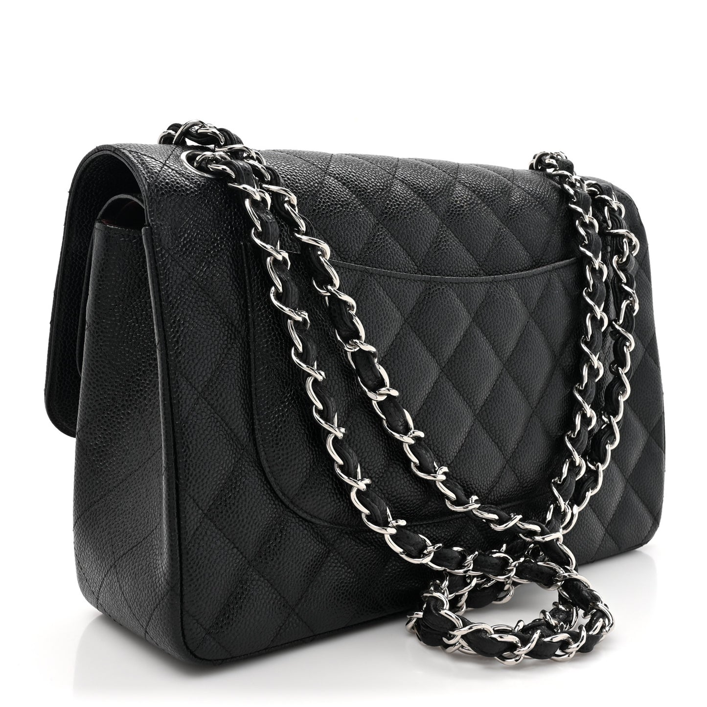 Caviar Quilted Jumbo Double Flap Black