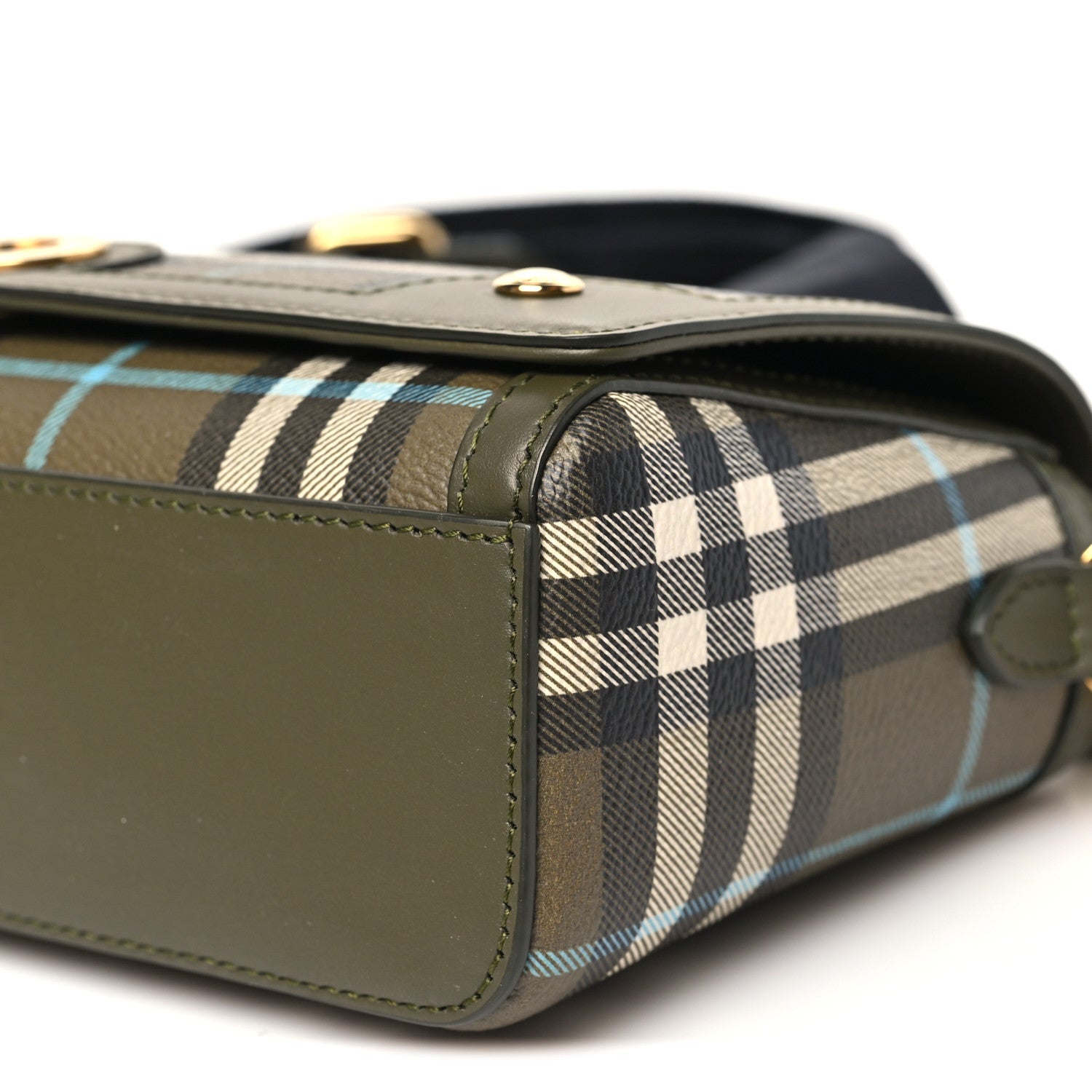 Burberry Coated Canvas Calfskin Vintage Check Note Top Handle Shoulder Bag Olive Green 10 of 11