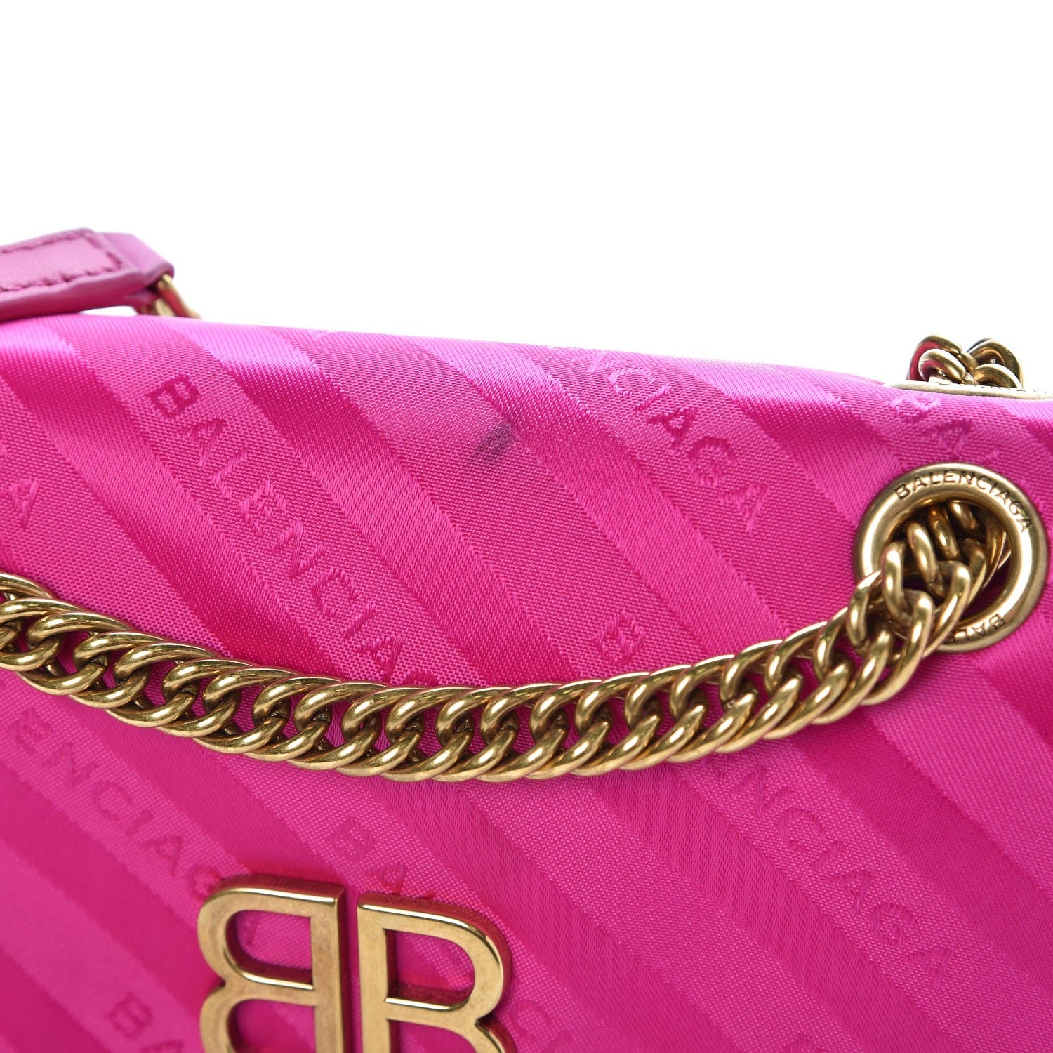 Balenciaga Nylon Jacquard Diagonal Logo S BB Round Shoulder Bag Rose Magenta 8 of 15