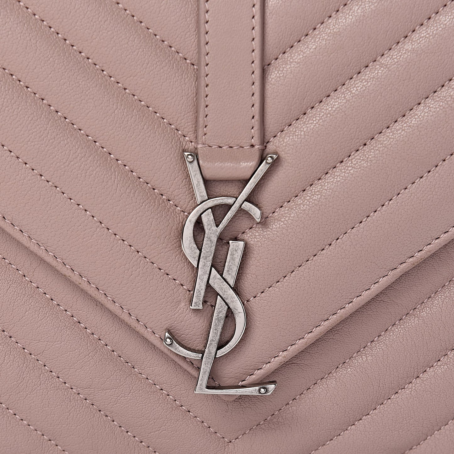 Sheepskin Matelasse Chevron Monogram Medium College Bag Rose Poudre