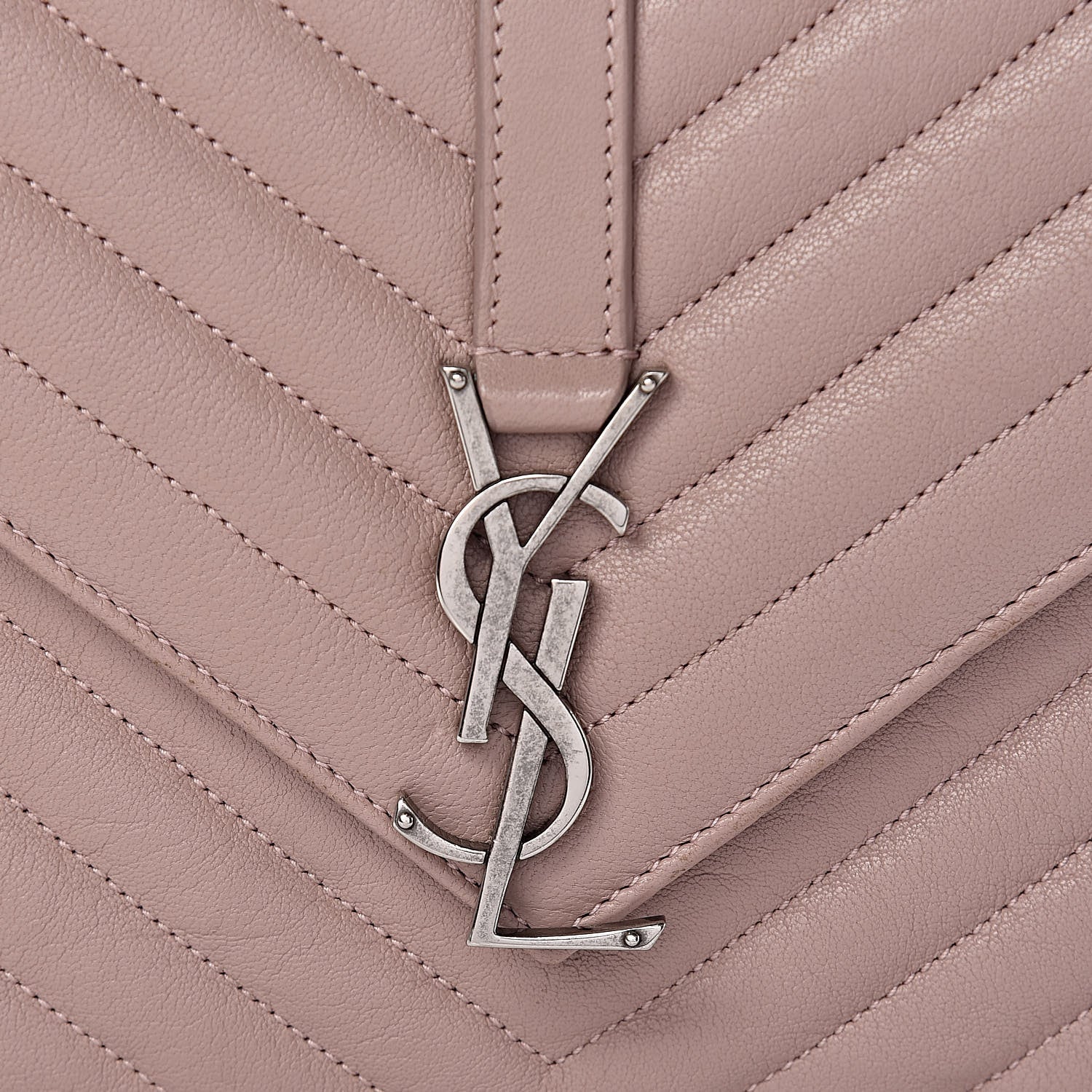 Saint Laurent Sheepskin Matelasse Chevron Monogram Medium College Bag Rose Poudre 11 of 16
