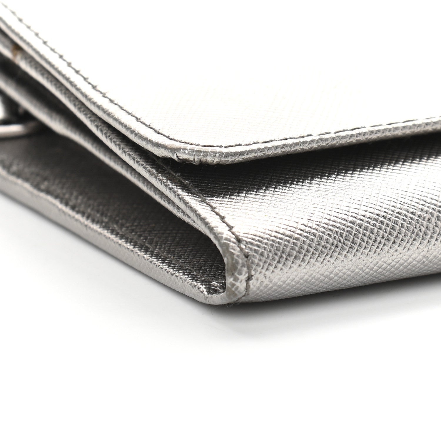 Prada Saffiano Metal Oro Chain Wallet Cromo 6 of 7