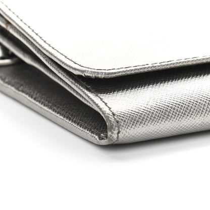 Prada Saffiano Metal Oro Chain Wallet Cromo 6 of 7