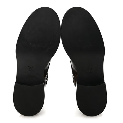 Louis Vuitton Calfskin Monogram Wonderland Flat Ranger Boots 37 Black 6 of 8