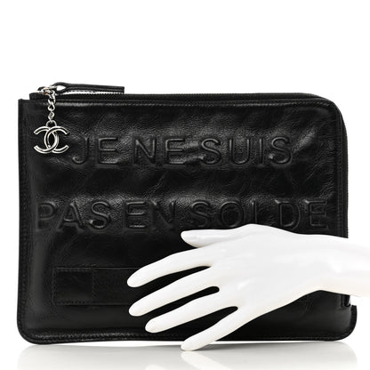 Chanel Calfskin Medium Je Ne Suis Pas En Solde Pouch Clutch Black 2 of 8