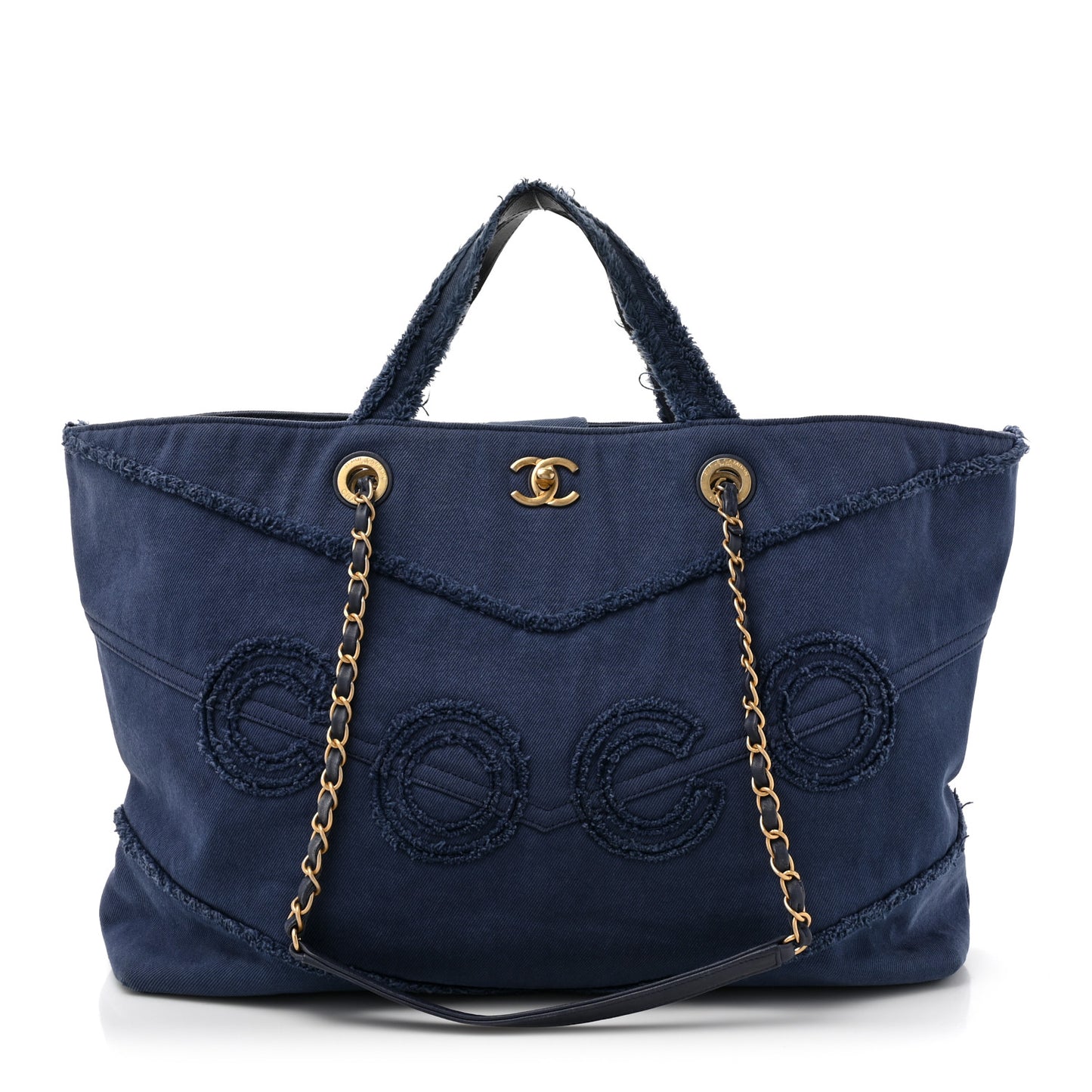 Denim Chevron Coco Tote Navy