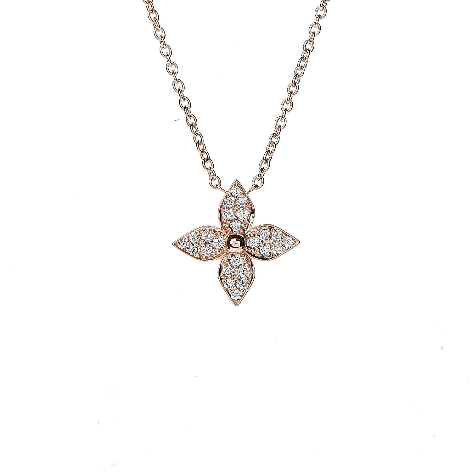 Louis Vuitton 18K Pink Gold Diamond Star Blossom Pendant Necklace 4 of 7
