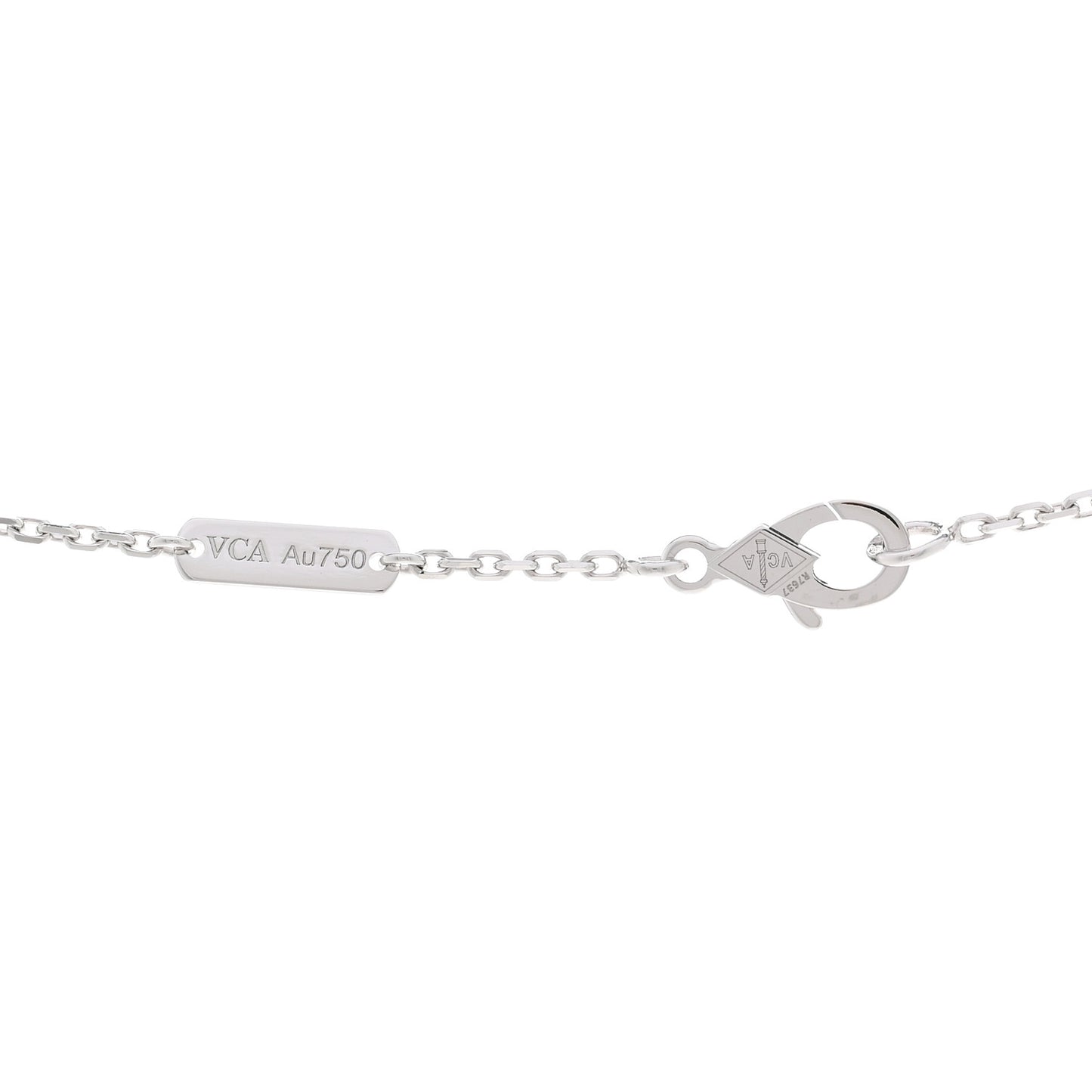 18K White Rose Gold Diamond Guilloche Vintage Alhambra Pendant Necklace