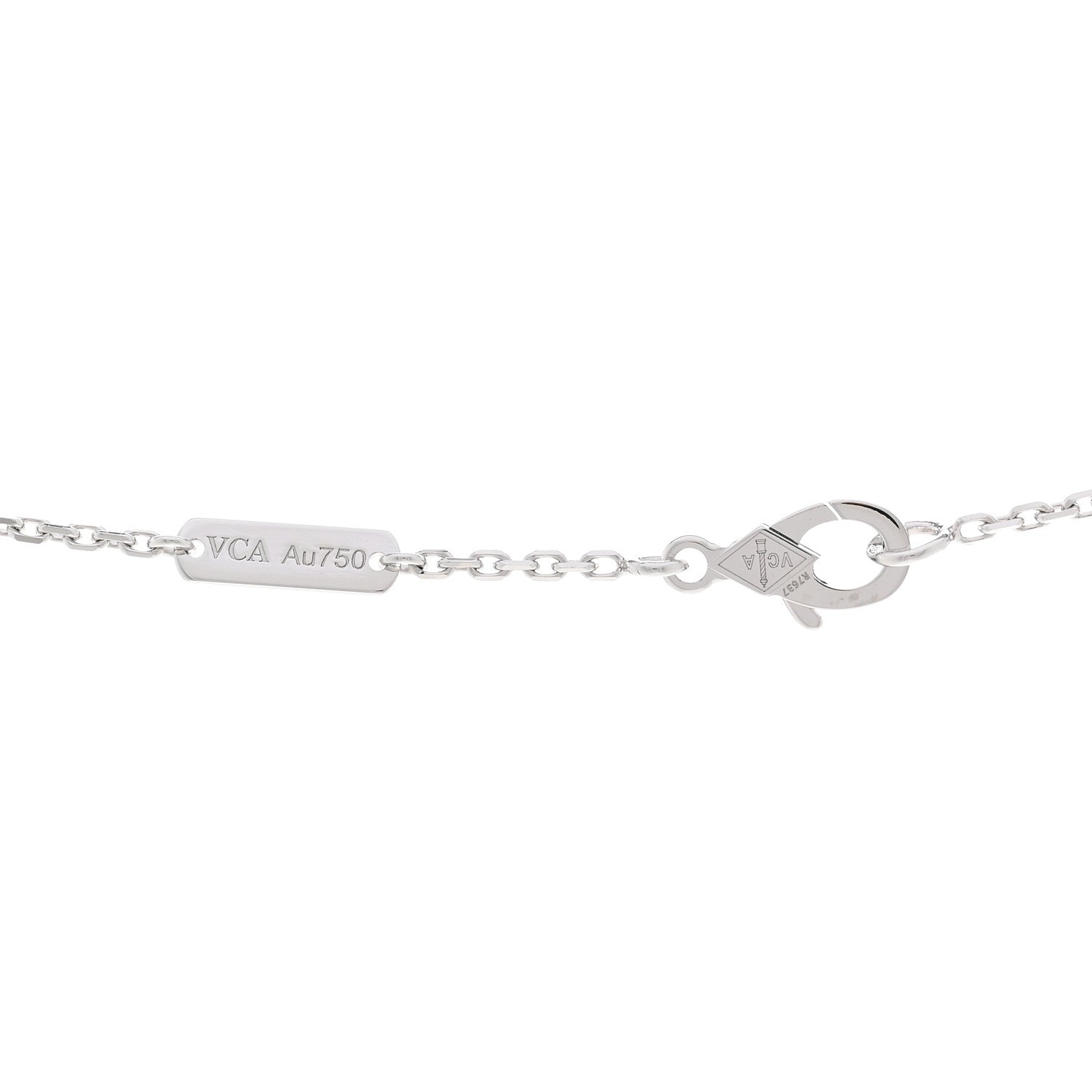 Van Cleef & Arpels 18K White Rose Gold Diamond Guilloche Vintage Alhambra Pendant Necklace 4 of 5
