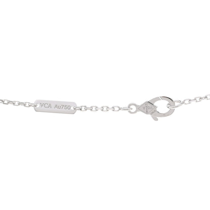 Van Cleef & Arpels 18K White Rose Gold Diamond Guilloche Vintage Alhambra Pendant Necklace 4 of 5