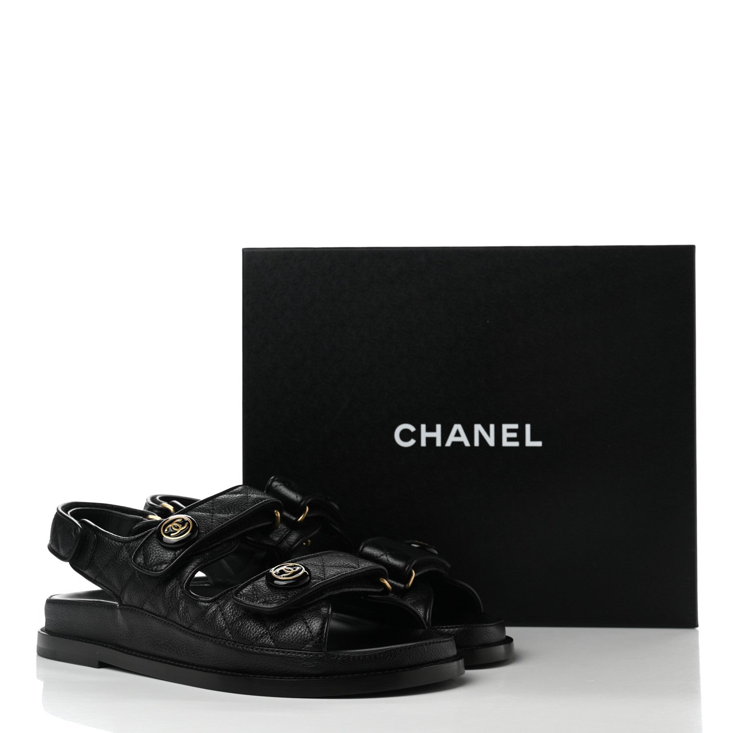 Chanel Velcro Dad Sandals 38 Black 9 of 9