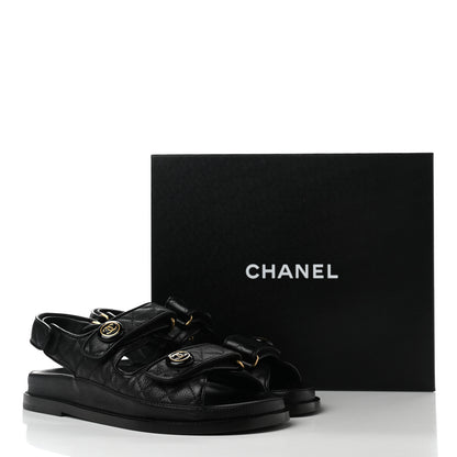 Chanel Velcro Dad Sandals 38 Black 9 of 9