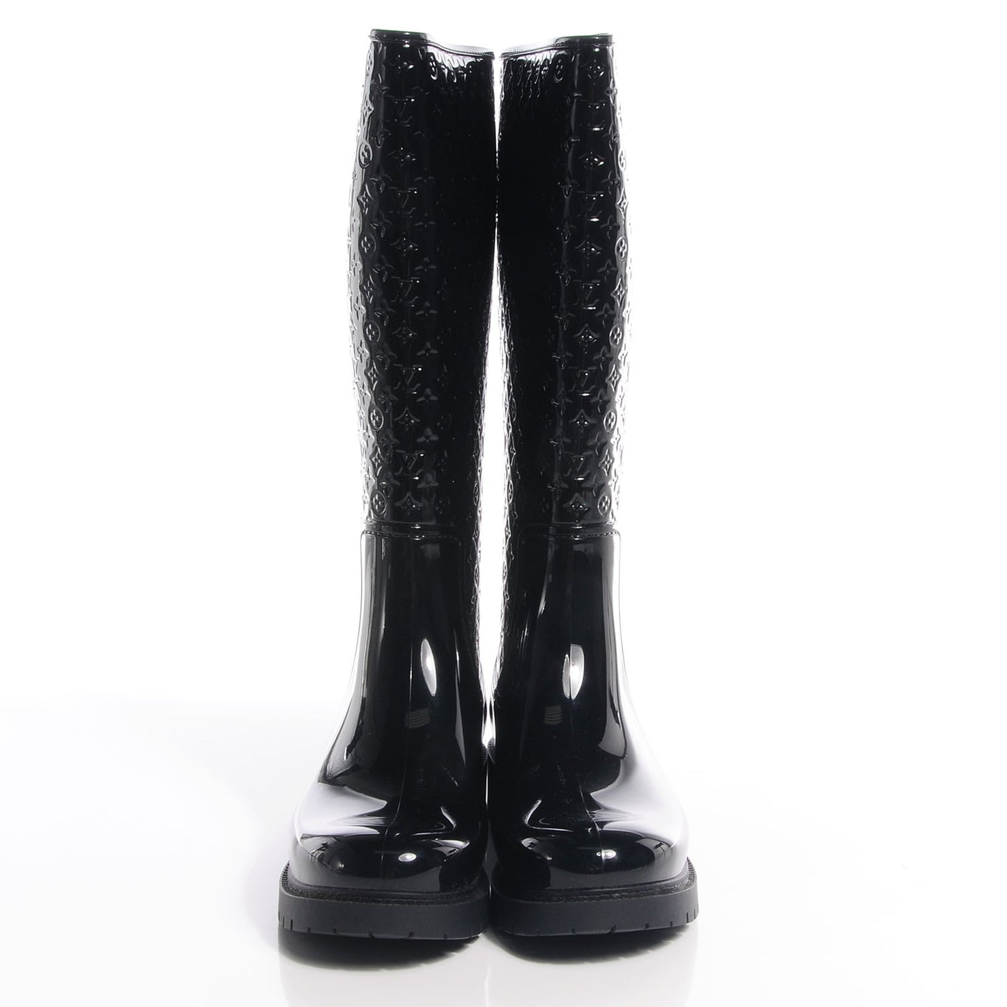 Rubber Embossed Monogram Splash Rain Boots 41 Black
