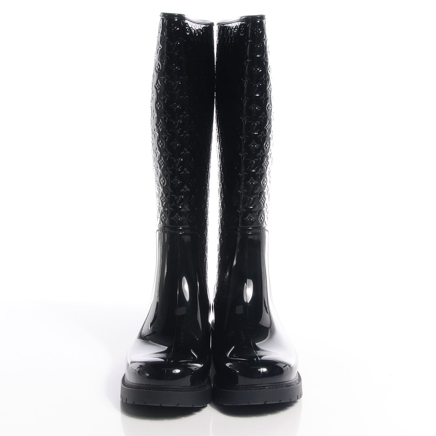 Louis Vuitton Rubber Embossed Monogram Splash Rain Boots 41 Black 2 of 7