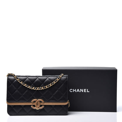Chanel Lambskin Quilted CC Chic Wallet on Chain WOC Black Gold 10 of 10