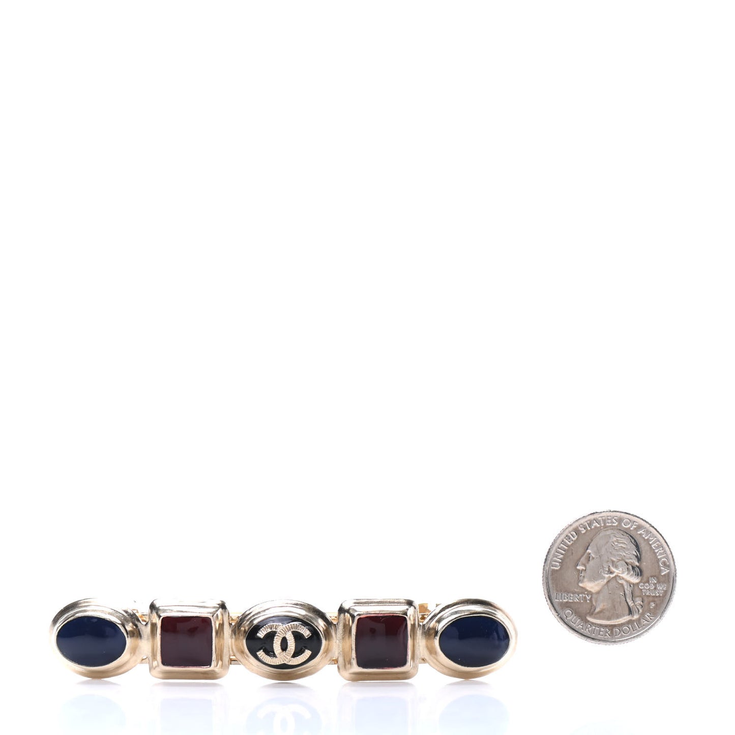 Enamel CC Hair Clip Barrette Blue Red